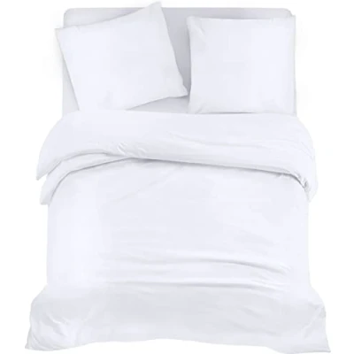 Afbeelding van Utopia Bedding Beddengoed set Geborsteld Microvezel Polyester Dekbedovertrek (200x200cm), Hoeslaken (140x200cm) met Kussenslopen (80x80cm), Wit