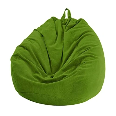 Afbeelding van Chickwin Peer Zitzak, Corduroy Peren Fauteuil zonder Vulling voor Buiten en Binnen Ontspanning, Loungestoel, Slaapkamer Kussen (Olijfgroen, 100x120cm)
