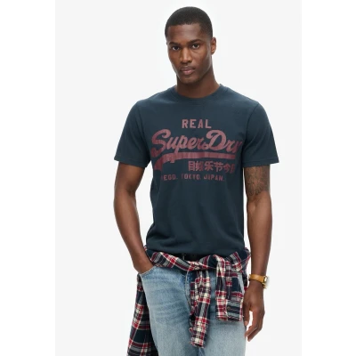 Afbeelding van Superdry Vintage LOGO Graphic Tshirt print, Heren, Maat: Small, Eclipse navy