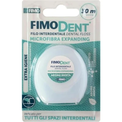 Afbeelding van Fimodent 30 m flossen microvezel, rekt uit tussen de tandruimtes voor maximale hygiëne, ideaal tussenruimtes tanden en grote interdentale ruimtes