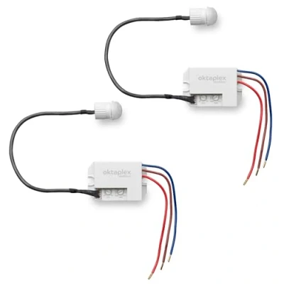 Afbeelding van Oktaplex Jan 2 delige set inbouwbewegingsmelder buiten IP65/IP20 360 infrarood sensor klein 8m bereik 230V met schemeringssensor
