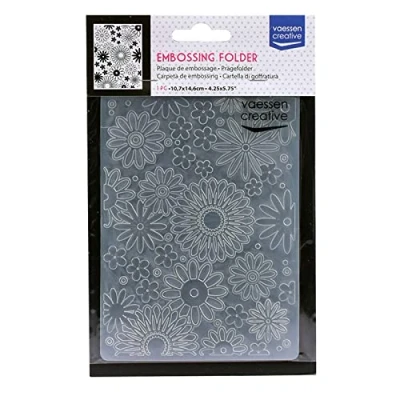 Afbeelding van Vaessen Creative Embossing Folder, Bloemen 14,5x4,8x0,5 cm, 1 Eenheid, voor Verjaardag, Geboorte, Kerstkaarten en Papier Ambachten