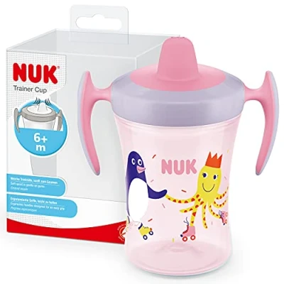 Afbeelding van NUK drinkbeker met zachte tuit 230 ml, lekvrij vanaf 6 maanden roze