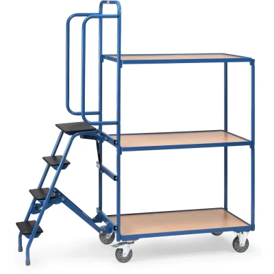 Afbeelding van Fetra 2107 Orderpickwagen Staal Poedercoating Laadvermogen (max.): 250 kg Stralend blauw (RAL 5007)