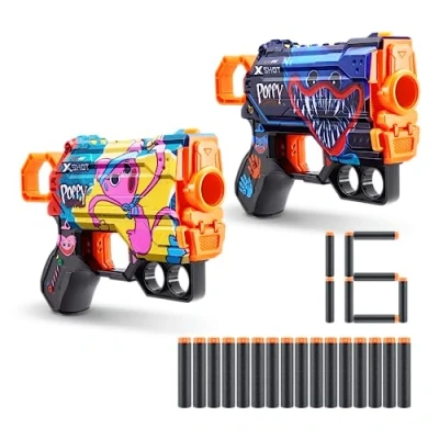 Afbeelding van XSHOT Skins Menace Poppy Playtime Dart Blaster 2 Pack Jumpscare + Kissy, 16 Darts van ZURU