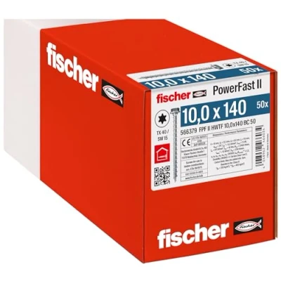 Afbeelding van Fischer PowerFast II 566379 Houtschroef 10 mm 140 Binnen T, Interne vertanding, TX, Torx, T profiel, Buitenzeskant Staal Galvanisch verzinkt 50 stuk(s)