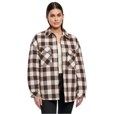 Afbeelding van Urban Classics Langarm Overhemdblouse, Dames, Maat: 5XL, Pink brown