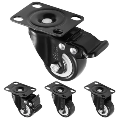 Afbeelding van H&amp;S 4 Castor Wielen Heavy Duty 50mm Swivel Trolley Meubelwiel met Remmen