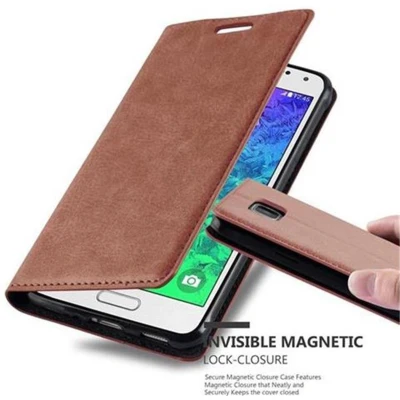 Afbeelding van Cadorabo Hoesje geschikt voor Samsung Galaxy ALPHA in CAPPUCCINO BRUIN Beschermhoes Case magnetische sluiting Cover