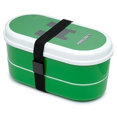 Afbeelding van Bento Box Minecraft brooddoos / broodtrommel met Vork + Lepel Groen