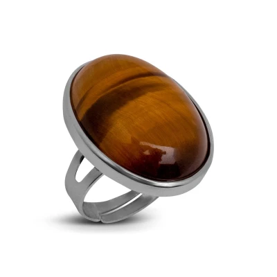 Afbeelding van Zentana Tijgeroog Ring Cabochon Edelsteen Inzicht