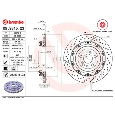 Afbeelding van Brembo Remschijf 09.9315.23