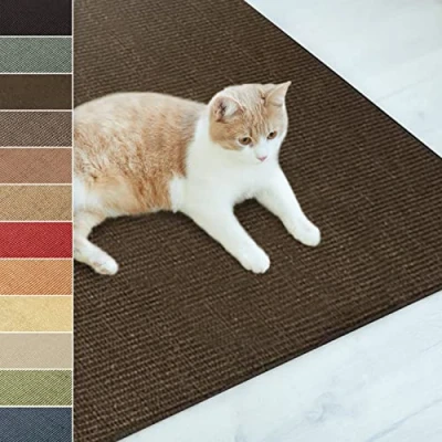 Afbeelding van Floordirekt Sisal krabmat, deurmat, tapijt,sisalmat, sterk &amp; verkrijgbaar in vele kleuren en maten (40 x 60 cm, donkerbruin)