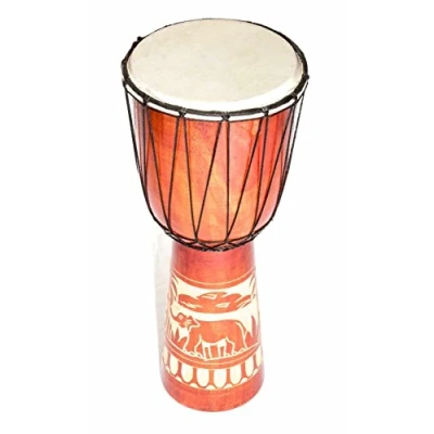 Afbeelding van Grote 50cm Djembe Houten Drum Bongo Geitenleer Olifant Hout A