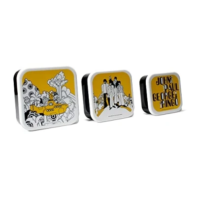 Afbeelding van Half Moon Bay Snackbox The Beatles Set van 3 plastic voedselcontainers met deksels Lunchbox Bento voor volwassenen en kinderen voedselopslagcontainers Snackboxen