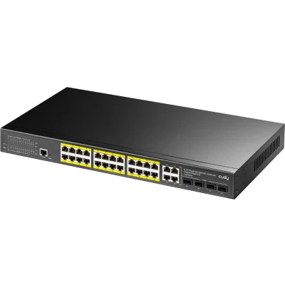 Afbeelding van Cudy 24 poorts Gigabit beheerde PoE+ switch met 4 combo poorten