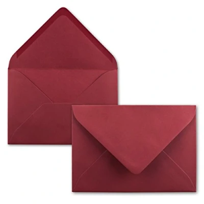 Afbeelding van FarbenFroh enveloppen in donkerrood, 75 stuks, DIN C5 22,0 x 15,4 cm, natte plakrand zonder venster, Kerstmis, wenskaarten