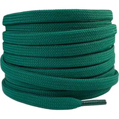 Afbeelding van Platte schoenveters 8mm polyester Donkergroen 120cm