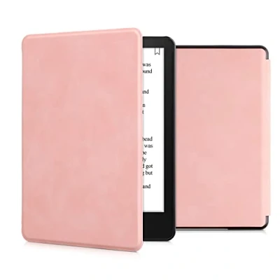 Afbeelding van kwmobile Hoesje Compatibel met Amazon Kindle Paperwhite (11. Gen 2021) PU Nubuck Lederen Beschermende e Reader Flip Case Cover Stoffig Roze