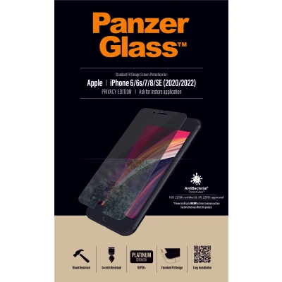Afbeelding van PanzerGlass Privacy Apple iPhone SE 2022 / 2020 8 7 6 6s Screenprotector Glas