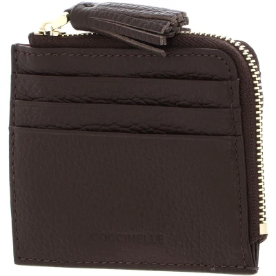 Afbeelding van COCCINELLE Leren kaarthoes Tassel Credit Card Holder Brunette donkerbruin