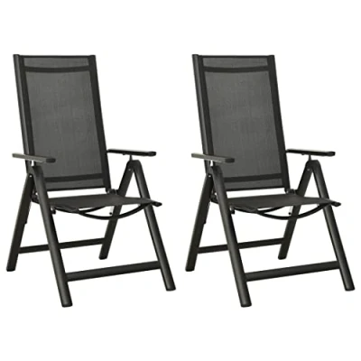 Afbeelding van vidaXL Tuinstoelen 2 st inklapbaar textileen aluminium zwart