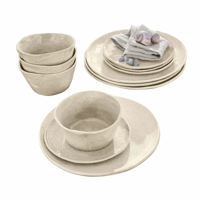 Afbeelding van LOBERON Servies set van 12 Luganville beige