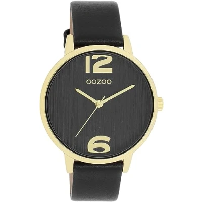Afbeelding van OOZOO C11239 Horloge Timepieces staal leder goudkleurig zwart 38 mm