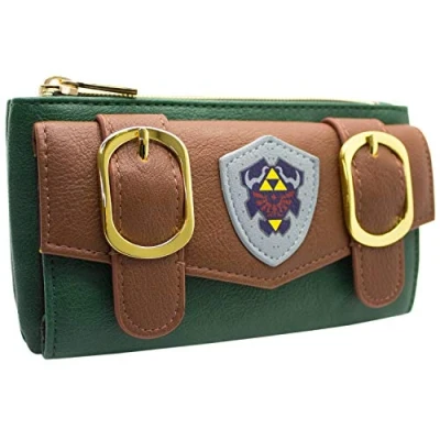 Afbeelding van Hylian Shield Legend of Zelda Link Outfit Gesp Portemonnee/Beurs Envelop Muntvakje &amp; Kaarthouder, Groen