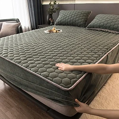 Afbeelding van Hoeslaken, superzacht pluizig, gezellig warm glanzend laken, luxe, gemakkelijk te onderhouden, thermisch zacht luxe beddengoed, 200x220+25cm