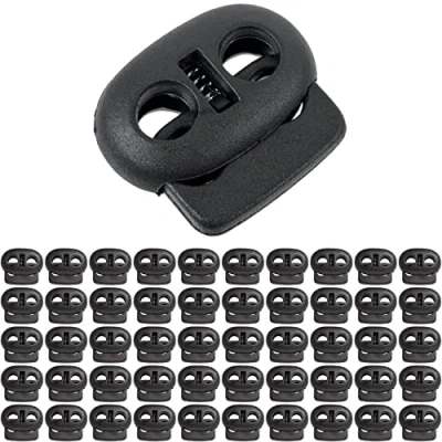Afbeelding van Your Day Mate 2 gaats koordstoppers, 50 stuks, in zwart, tot 4 mm koord, bandklem voor jas, sportkleding, rugzak, rubberen koordstopper, snelsluiting veters, glijbaan, tanka koordstopper