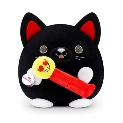 Afbeelding van Snackles Super Sized 35 cm, zwarte kat (PEZ), van ZURU Knuffelig Squishy Comfort cm pluche met licentiesnack merkaccessoire (zwarte kat)