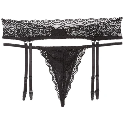 Afbeelding van Cottelli Collection Sierlijke Jarretel Gordel met Passende String voor de Spannende Vrouw Maat XL Zwart