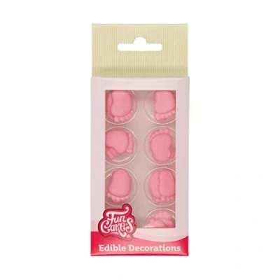 Afbeelding van FunCakes Suikerdecoratie Baby Voeten Roze 16 Stuks Eetbare Taartdecoratie