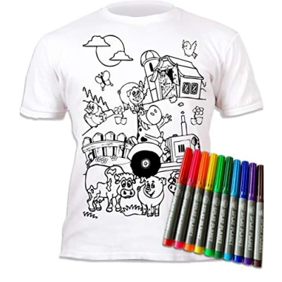 Afbeelding van Splat Planet kleur in FarmT shirt met 6 niet giftige wasbare Magic Pennen, en uitwassen T