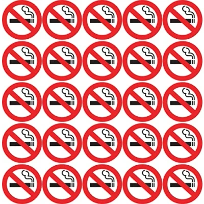Afbeelding van Niet roken sticker 25 stuks 6 cm ⌀ UV afdruk / print Verboden te Rookverbod
