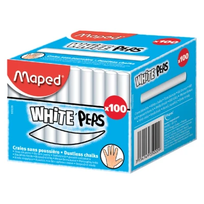Afbeelding van Schoolbordkrijt Maped White&#039;Peps doos á 100 stuks wit