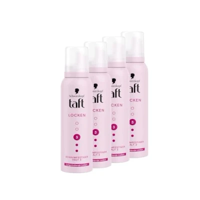 Afbeelding van Schwarzkopf Taft Schuimvaste krullen (4 x 150 ml), houdgraad 3, haarschuim voor langdurige krullen, veganistische formule