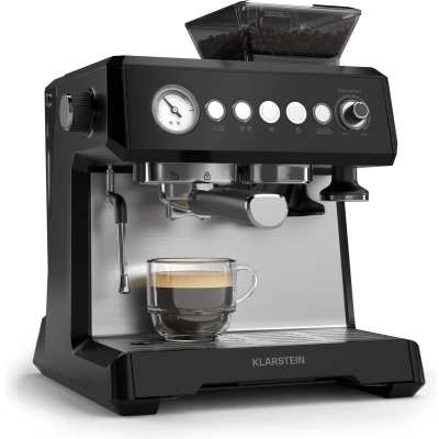 Afbeelding van Klarstein GrandPresso Espressomachine Precisiemolen Stoompijpje Portafilter Drukindicator 20 bar Zwart