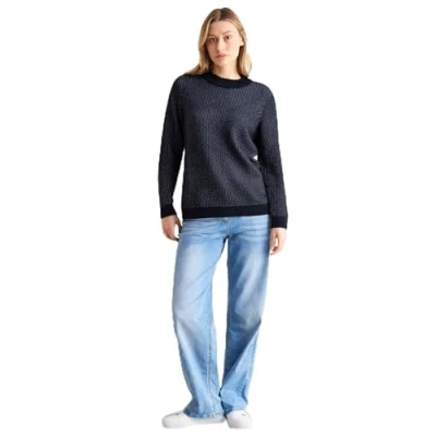 Afbeelding van Cecil Twotone Struktur Trui, Dames, Maat: Medium, Blau