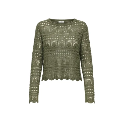 Afbeelding van Jacqueline de Yong Trui Jdysun Lay L/s Boatneck Pullov. Knt 15287384 Ivy Green Dames Maat XS