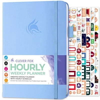 Afbeelding van Clever Fox Plannerschema ongedateerde wekelijkse en maandelijkse levensplanner, met tijdvakken, afsprakenboek dagelijkse organizer, A5 (Maagdenpalm)
