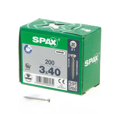 Afbeelding van Spax Spaanplaatschroef platverzonken kop verzinkt pozidriv 3.0x40mm (per 200 stuks)