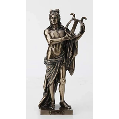Afbeelding van Veronese Design Klassieke oude Griekse God Apollo die zijn lier houdt bronzen afgewerkt tafelbeeld