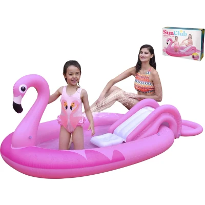 Afbeelding van Kinderzwembad Flamingo met Glijbaan 213x123x78cm