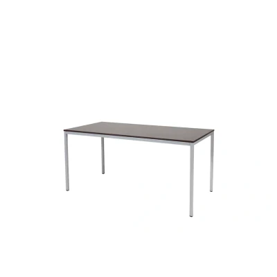 Afbeelding van Domino Basic bureautafel, vaste hoogte met 160x80cm logan eiken 25mm blad en aluminium (RAL9006) 4 poot frame