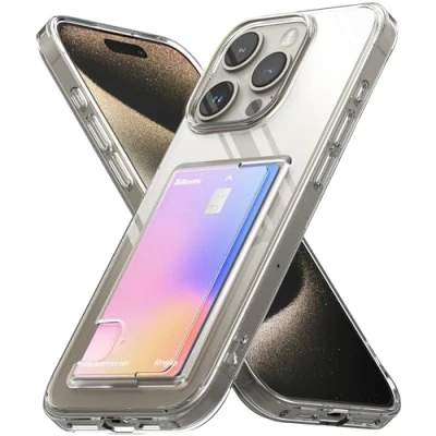 Afbeelding van Ringke Fusion Card Compatibel met iPhone 15 Pro Case, Transparante Harde Achterkant Ingebouwde Kaarthouder Wallet Cover Clear