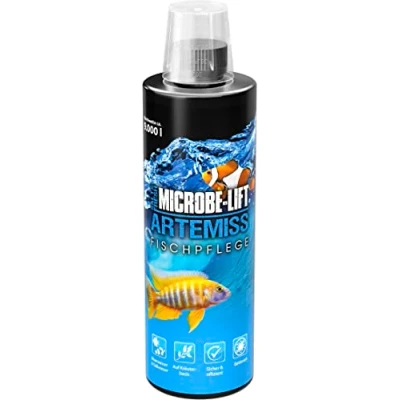 Afbeelding van Microbe Lift Artemiss op kruiden gebaseerde verzorging voor een optimale ondersteuning van het zicht bij vissen in elk zeewater en zoet water aquarium, 473 ml.