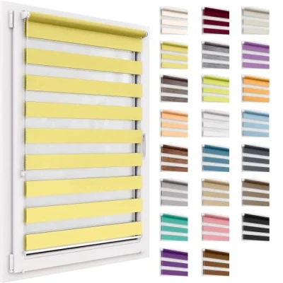 Afbeelding van Dubbel Rolgordijn Zonder Boren, 143cmx220cm Stofgrootte, Easyfix, Lichtdoorlatend En Verduisterend, Day&amp;Night, Rolgordijn, Zonwerend Raamrolgordijn Voor Ramen &amp; Deuren