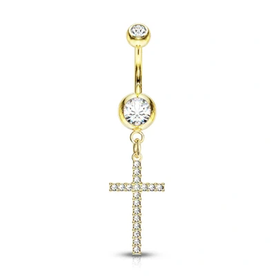 Afbeelding van Navelpiercing hanger kruis gold plated